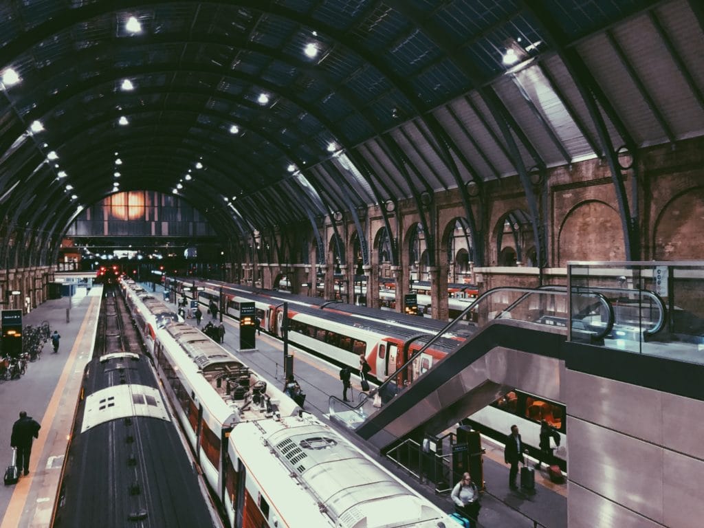 Train station platform in London
