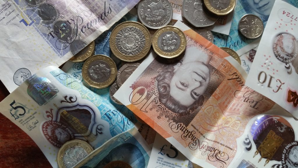 Spread of money on a table