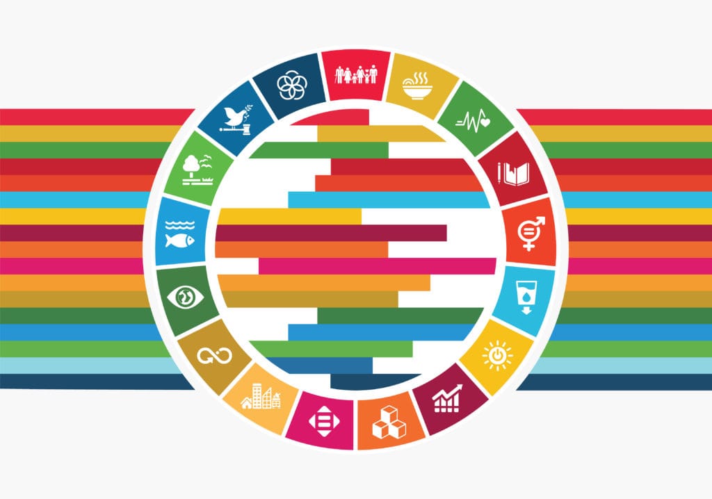 Colour wheel featuring Illustrations of Agenda 2030's Sustainable Development Goals