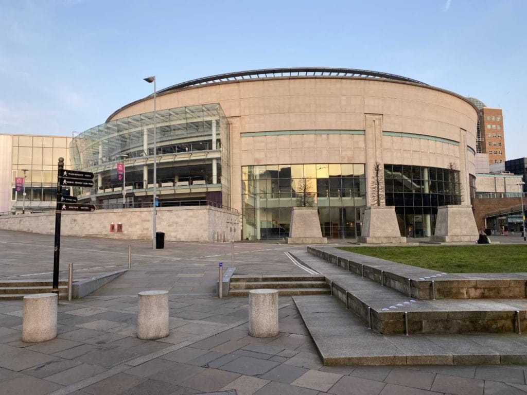 Interntional Convention Centre Belfast (ICC) exterior on a clear day