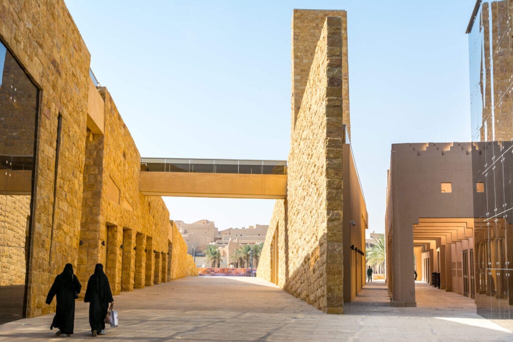 Arabic women walking in the Diraiyah in Saudi Arabia.