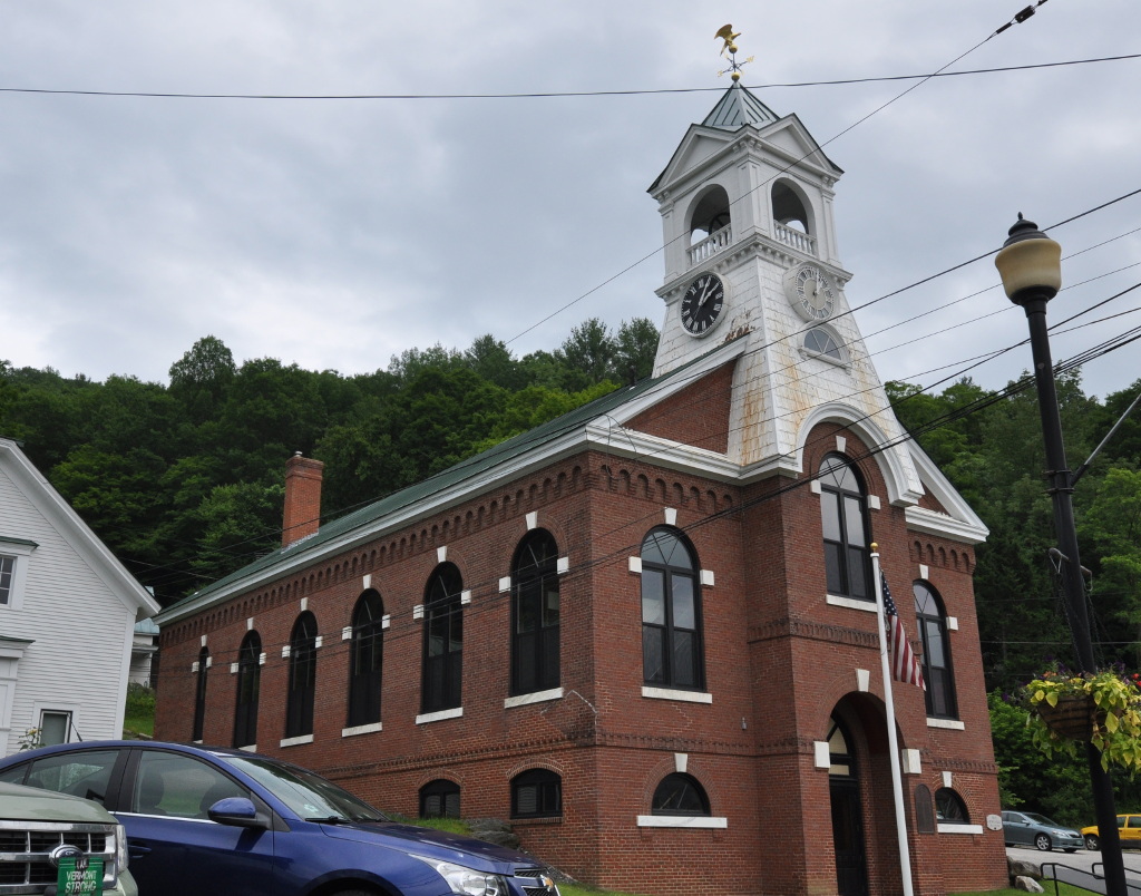 Bethel Vermont Town Hall exterior on a cloudy day